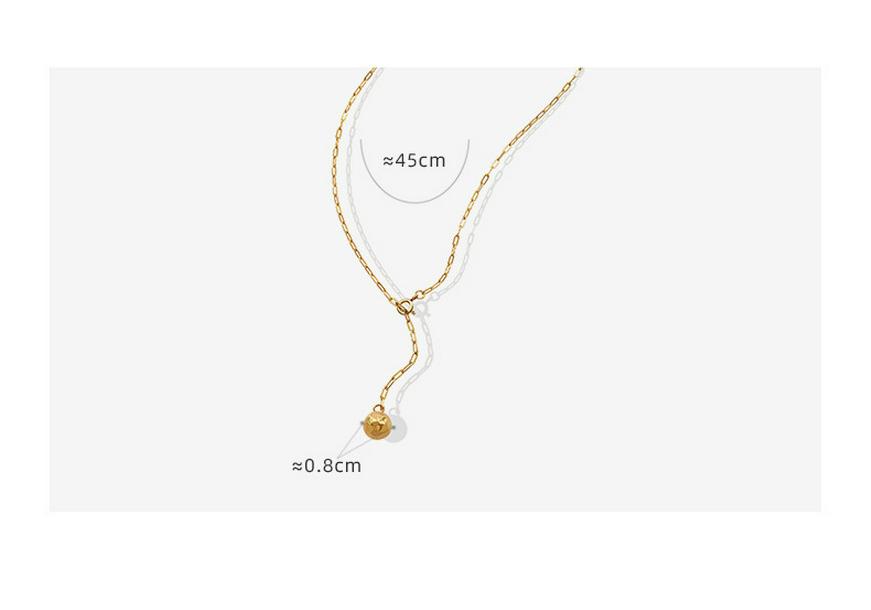 Gold-Plated Geometric Polygon Sphere Pendant Necklace with Adjustable Tassel – Versatile Titanium Steel Clavicle Chain