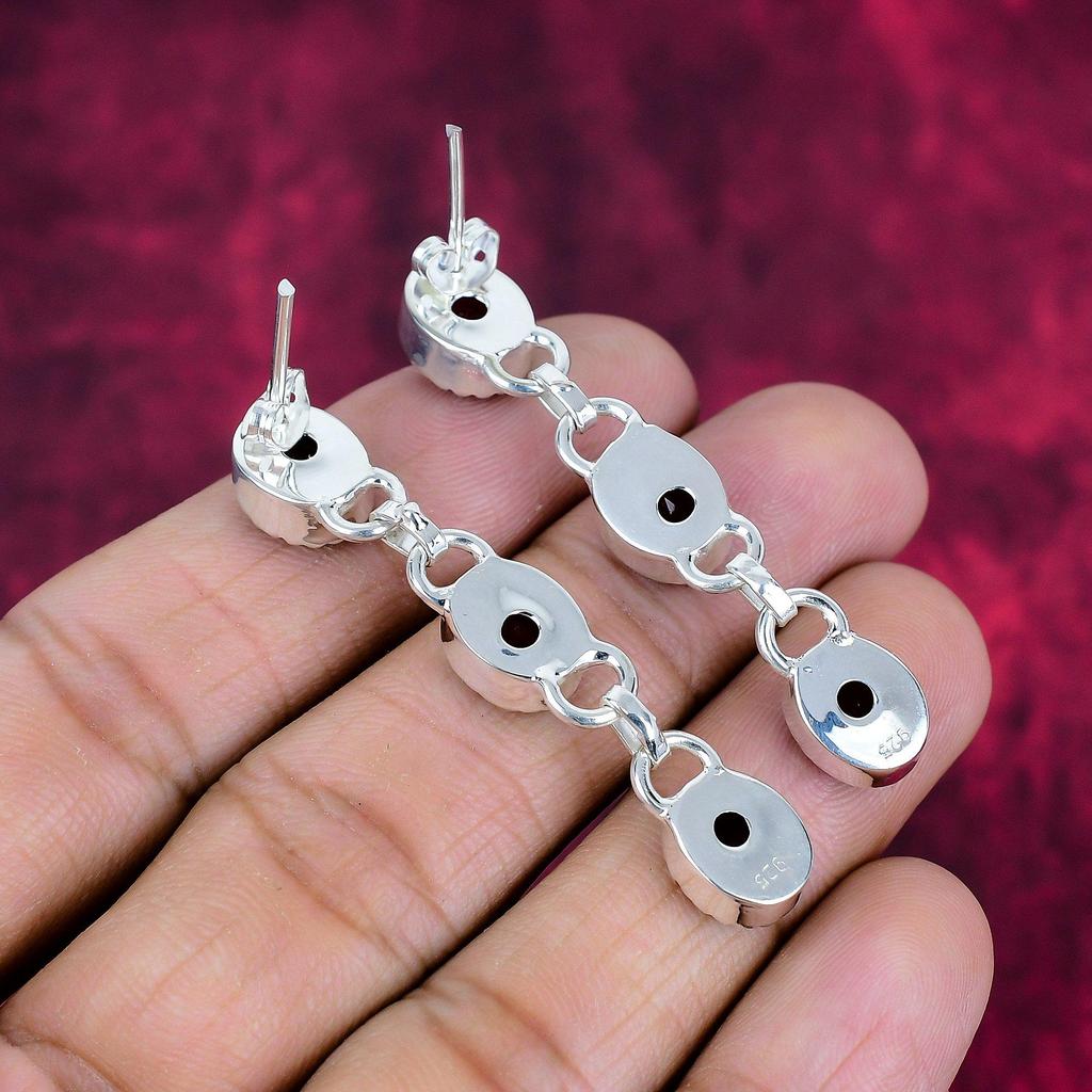 Red Garnet Jewelry, 925 Solid Sterling Silver Earrings, Handmade Gemstone Jewelry Earrings For Memorial Day