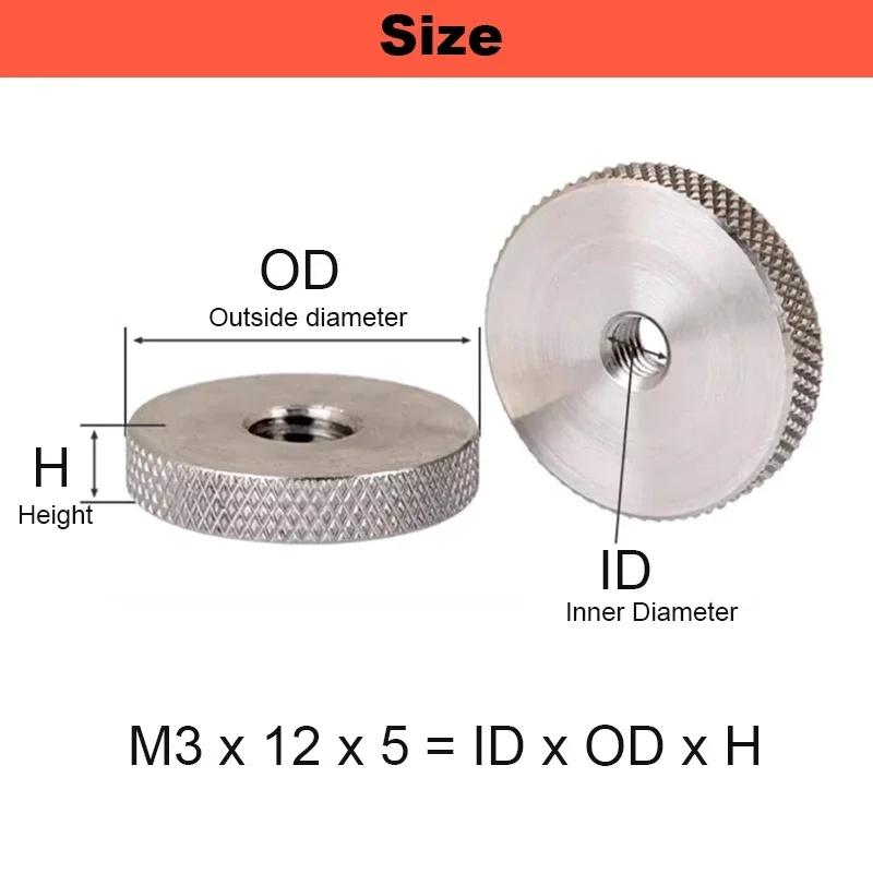 ZEXEF Knurled Thumb Nuts 304 Stainless Steel Flat Head Hand Screw Knurled Round Nut Hardware Fasteners M4 M5 M6 M8 M10 M12