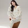 Women's pajamas spring and autumn imitation cotton sweet lace long-sleeved cartoon bow small fresh loungewear set
