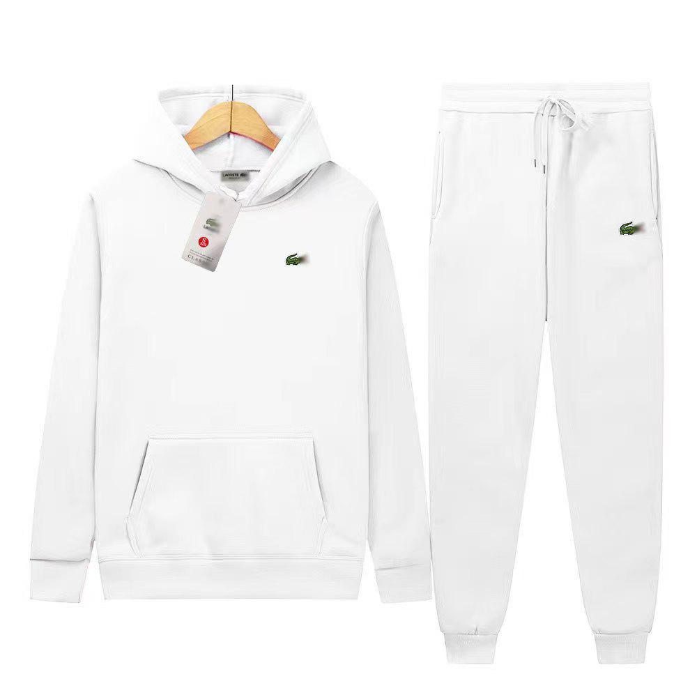 Bluza z kapturem i spodnie dresowe Unisex z haftowanym logo krokodyla - Modny strój casualowy