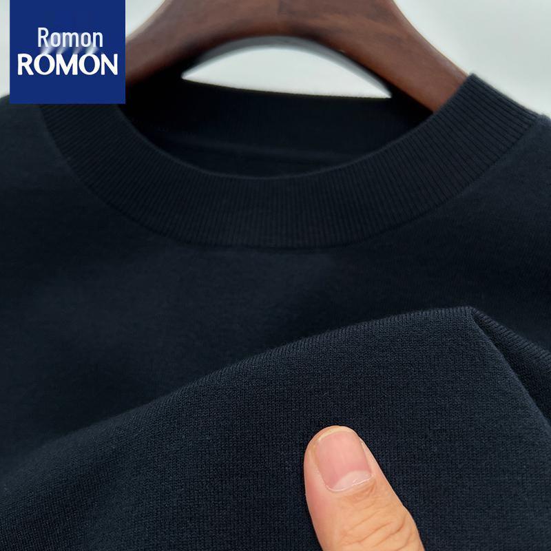 Romon Men's Crew Neck Wool Sweater - Long Sleeve Knitted Top for Spring, Autumn, and Winter