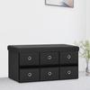 VidaXL Foldable Storage Bench Black 76x38x38 Cm Faux Linen, Black, Faux Linen (100% Polyester), MDF