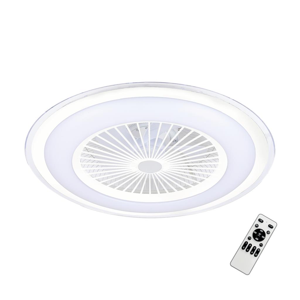 Deckenleuchte Mit Ventilator Rund Ø60cm Weiß LED 48W Wechselbare Farbe Fernbedienung Zephyr Milagro