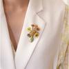 Vintage Oil Painting Sunflower Brooch French Style Corsage Ornament Exquisite Metal Pin  Suit