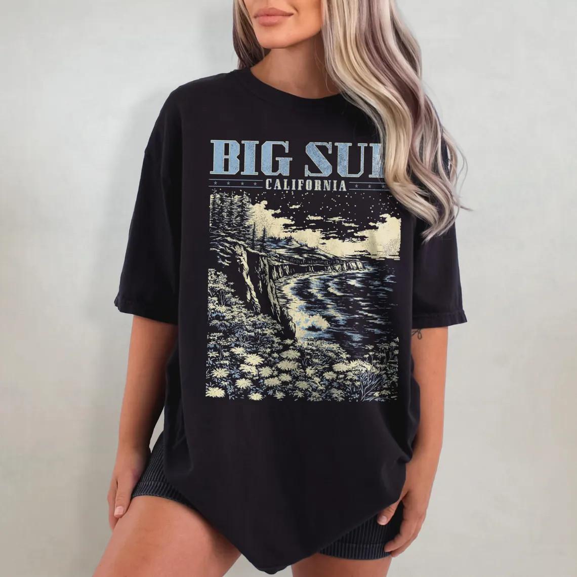 Big Sur Shirt 90s West Coast Beach Shirt Vacation Ocean T Shirt Y2K Nature Tee Unisex T-Shirt L
