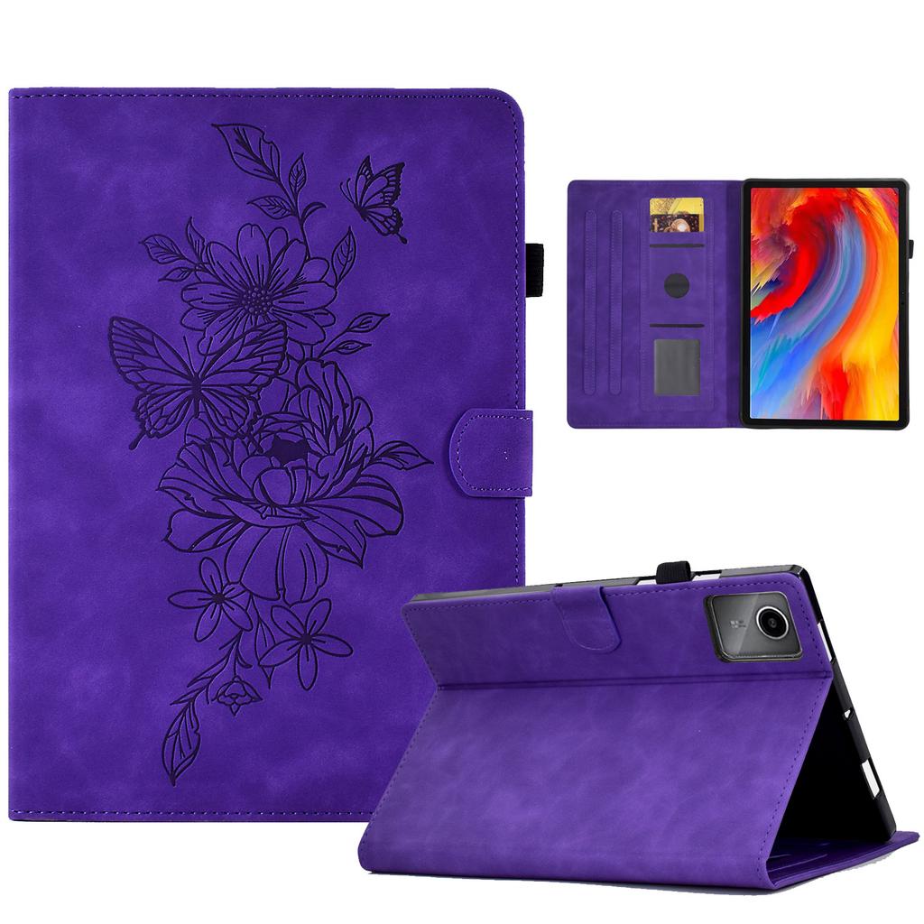 For Lenovo Xiaoxin Pad 12.1 (2025) Case Flower Butterfly Imprinted Card Slots Leather Cover