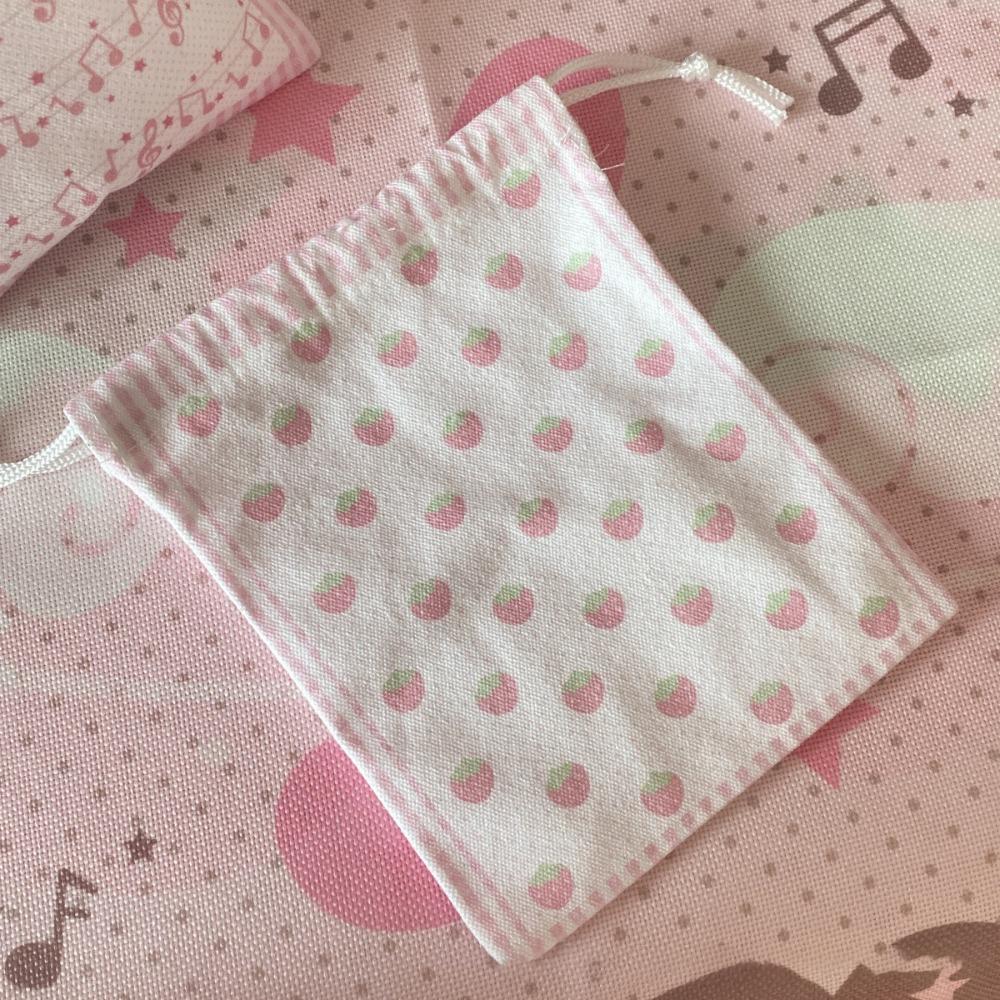 Strawberry Musical Note Drawstring Bag Large Capacity Makeup Storage Pouch New Coin Purse