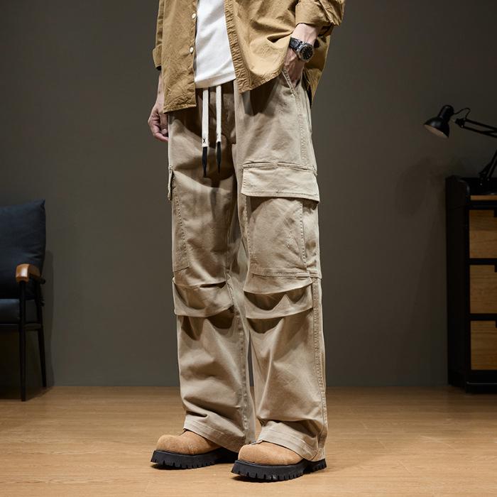 Danbaoni | Men s Japanese Casual Straight-Leg Cotton Pants - Retro Loose Fit M хаки
