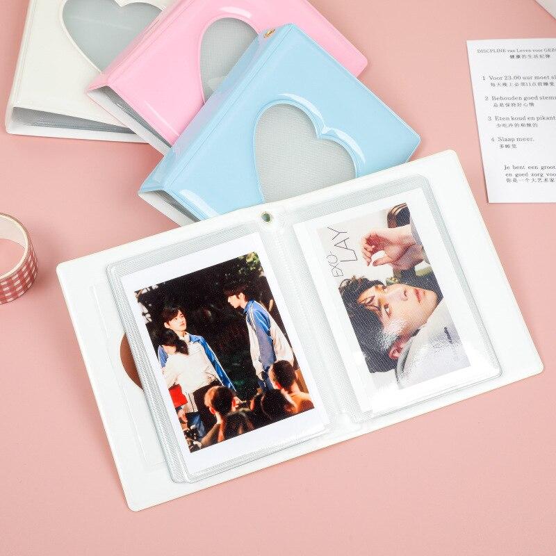 Fotocard Tutucu Kalp Aşk Hollow Fotoğraf Albümü 32 Cepler Kart Bağlayıcı Mini Idol Resimleri Saklama Kutusu