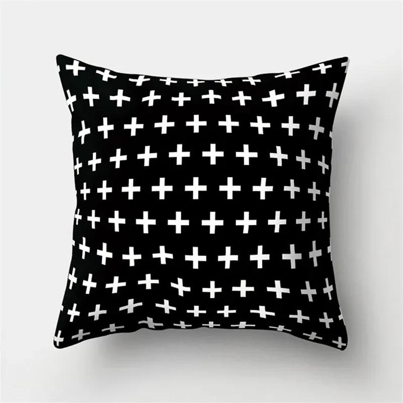 White Black Geometric Cushion Cover x Pillowcase Sofa Decor Polyester Home