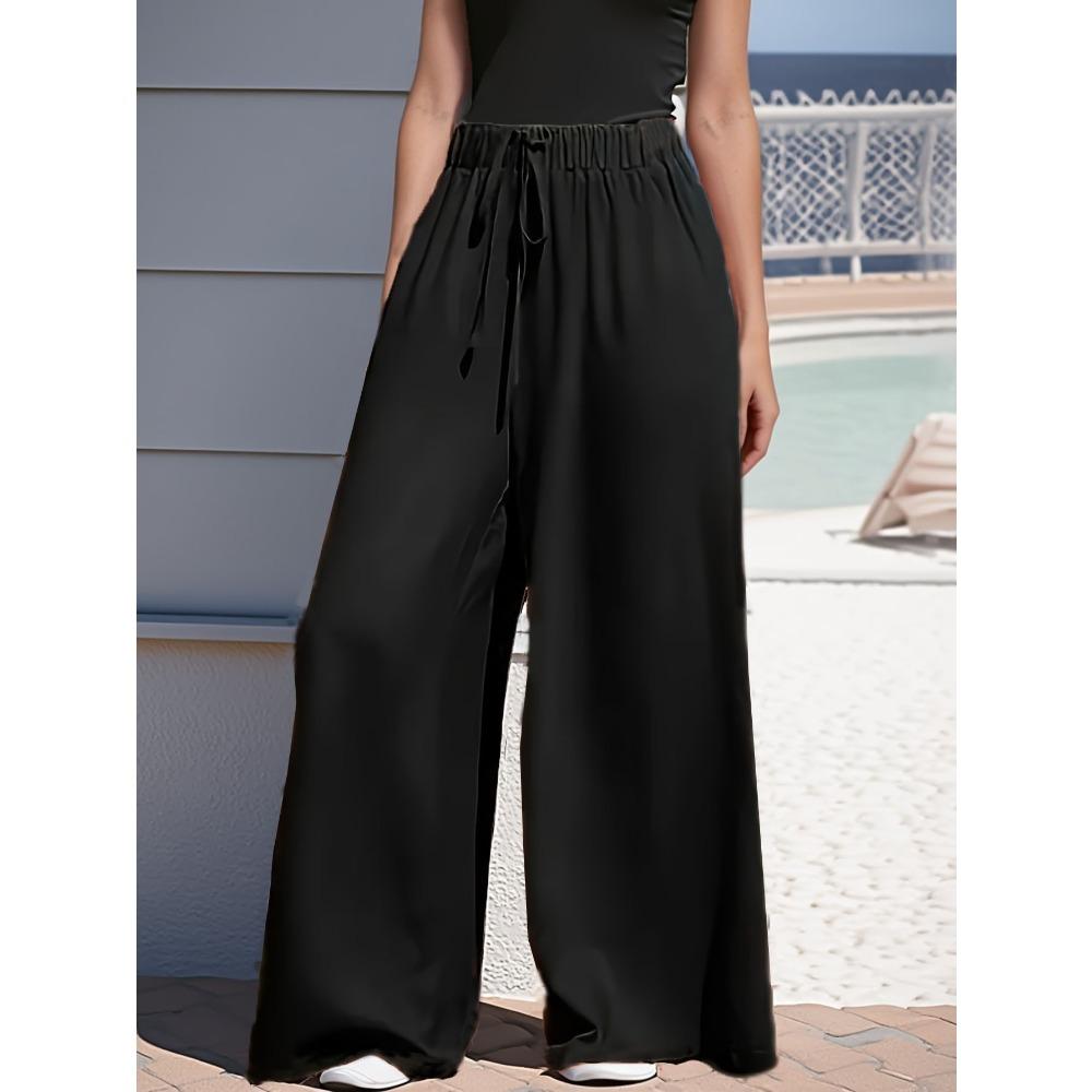 Pantaloni Casual alla Moda da Donna a Gamba Larga Larghi con Coulisse per Tutte le Stagioni