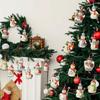9PCS Christmas Ornaments Wooden Ornaments Set Snowman Figurines Decorations Wood Crafts Figurine Pendant Hangable for Holiday