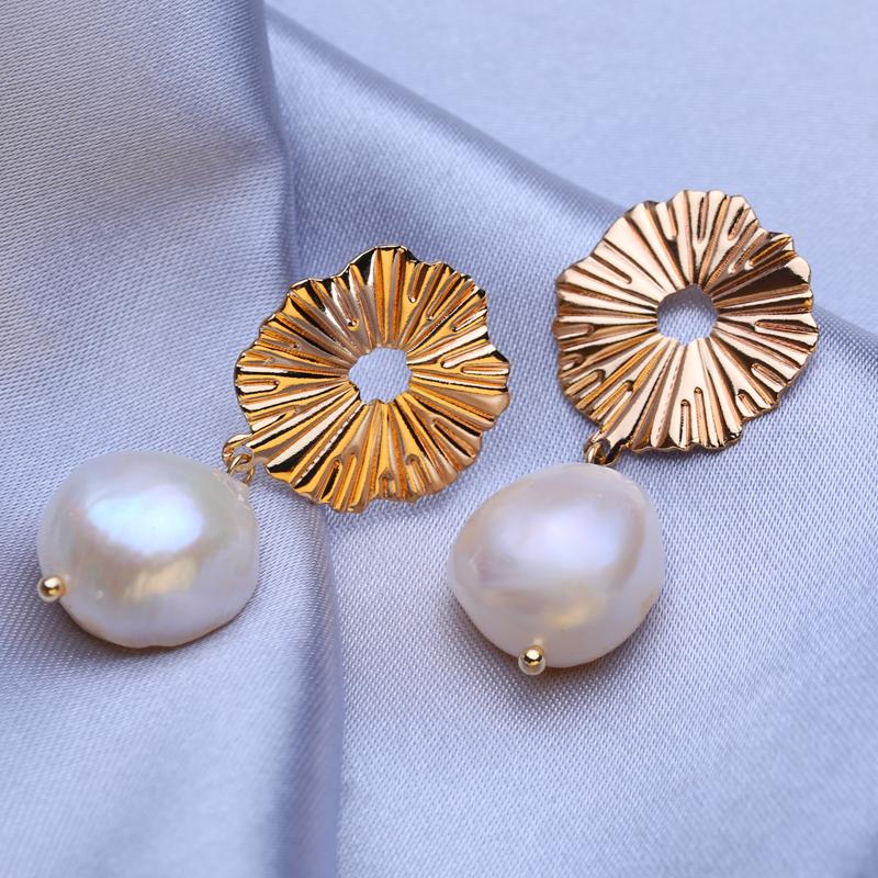 LSOOYH Baroque Irregular Natural Freshwater Pearl Earrings Fashion Wedding Party Punk Big Earrings For Women