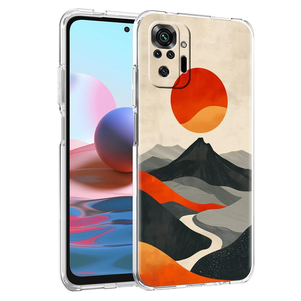 Handyhülle für Xiaomi Redmi Note 15 14 5G 13 12 10 11 Pro Plus 4G 14C 13C 12C Weiche TPU-Hülle Abstrakter Berg Sonnenaufgang Linie
