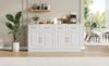 140 Cm Sideboard Buffet Cabinet, Coffee Bar Cabinet with 4 Drawers and 4 Barn Doors, Farmhouse Style, White Wood, for Kitchen, Dining, Living Room
