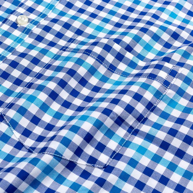 Men's Fashion Plaid Checkered Short Sleeve 100% Cotton Shirt Button-collar Holiday Youthful Striped Summer Casual Gingham Shirts
