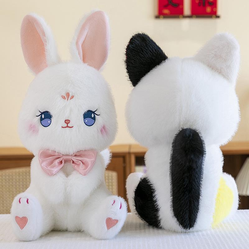 Cute Playful Fox Plush Toy Girl Birthday Gift Smart Rabbit Doll Bow Cat