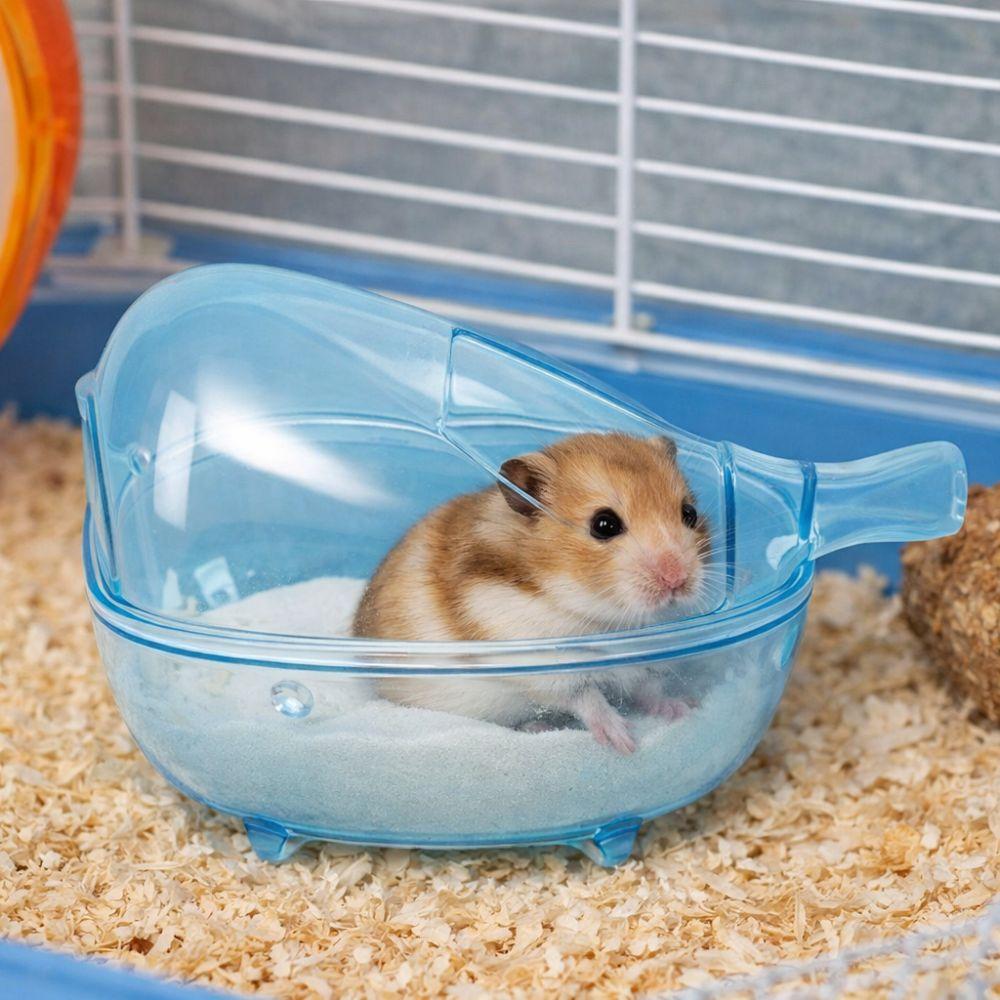 Anti-spill Small Pet Toilet Transparent View Sand Bath Container Hamster Bathtub  Small Animals