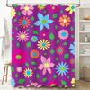 Colorful Floral Shower Curtain with Hook Set Bath Decor Printed Fabric Waterproof Home Accessories Bright Purple Green Yellow Or