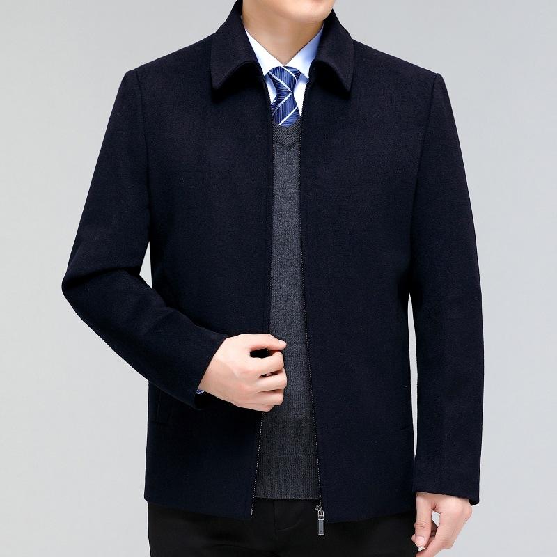 Cashmere Jacket Men's Short Coat Removable Down Liner Middle-aged and Elderly Woolen Woolen Coat Dad's Top
