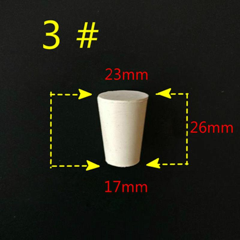 1/5/10pcs White Laboratory Wine Bottle Rubber Plug Pipe Push-in Sealing Plug Tapered Hole 23 Assorted Size 000#-20# Assortment 7