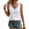 Women’s Knit Sleeveless Top Button Front V Neck Casual Loose Fit Crochet Patterned Tank Shirt for Summer