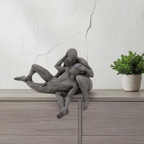 Nude Male Statue 3D Printed 2 Naked Men Figurine Minimalist Naked Body Sculpture for Modern Home Desktop Decor