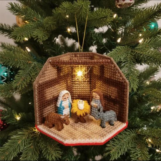 DIY Nativity Scene Ornament Kit with LED Lights Beginner Friendly Christmas Decoration Easy to Hang Holiday Ornament for Tree And Home