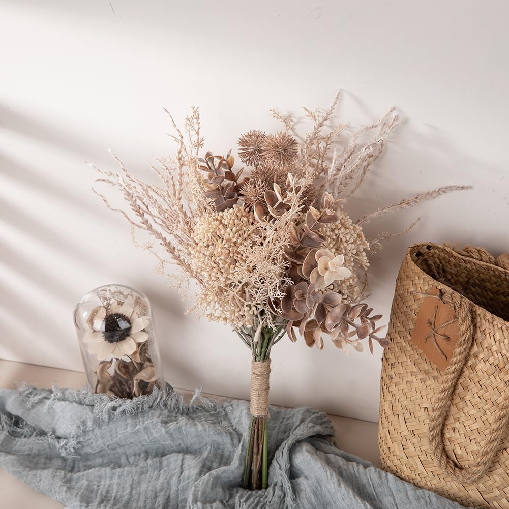WillingYou Suspension Murale Fleur Séchée Fleur Séchée Artificielle Photo 1 Bouquet Beige, Bouquet, Style, Fleur, Faux, Séance Photo Pré-mariage, Entrée,