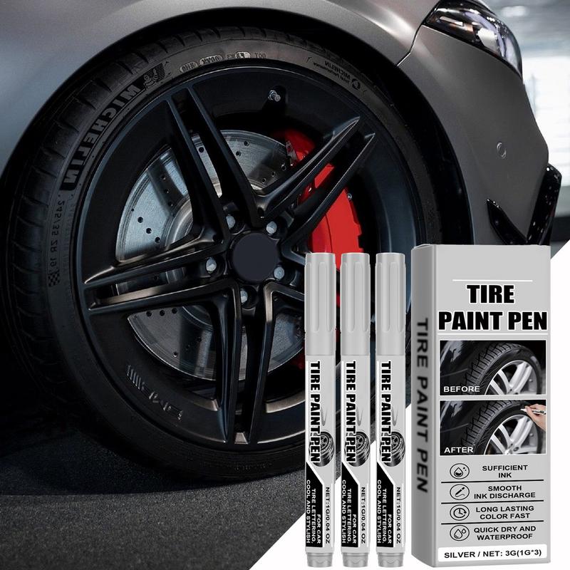Car Tire Paint Pen Vehicle Silver Paint Repair Pen 3X Multifunctional Paint For Cars Paint Scratch Repair Automotive Tire Paint