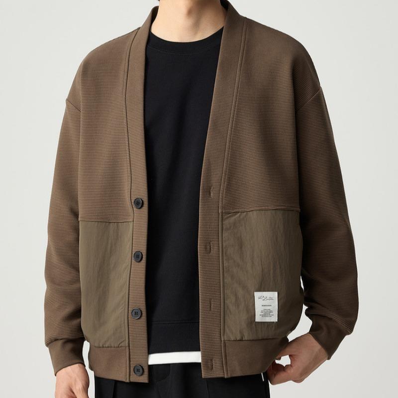 Spring New Men's Simple Loose V-neck Sweater Cardigan Jacket
