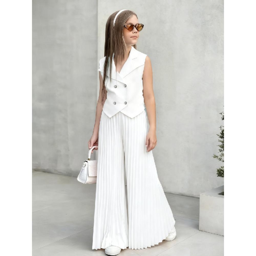 Dívčí oblečení 2-8 let Bezrukávý top + Široké plisované kalhoty Dětská sada