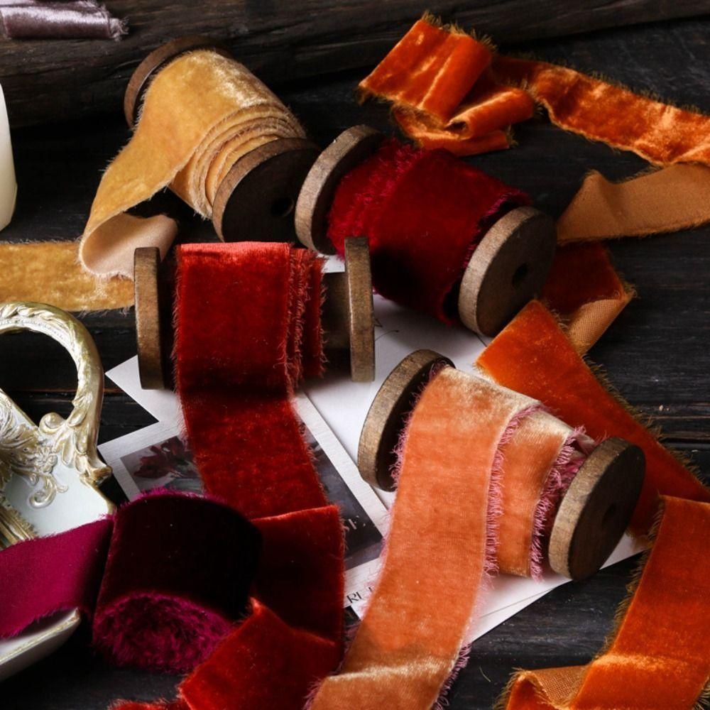 

Gift Wrapping Cloth Ribbon Frayed Edging Tape Gifts Wrapping Velvet Ribbon DIY зелёный