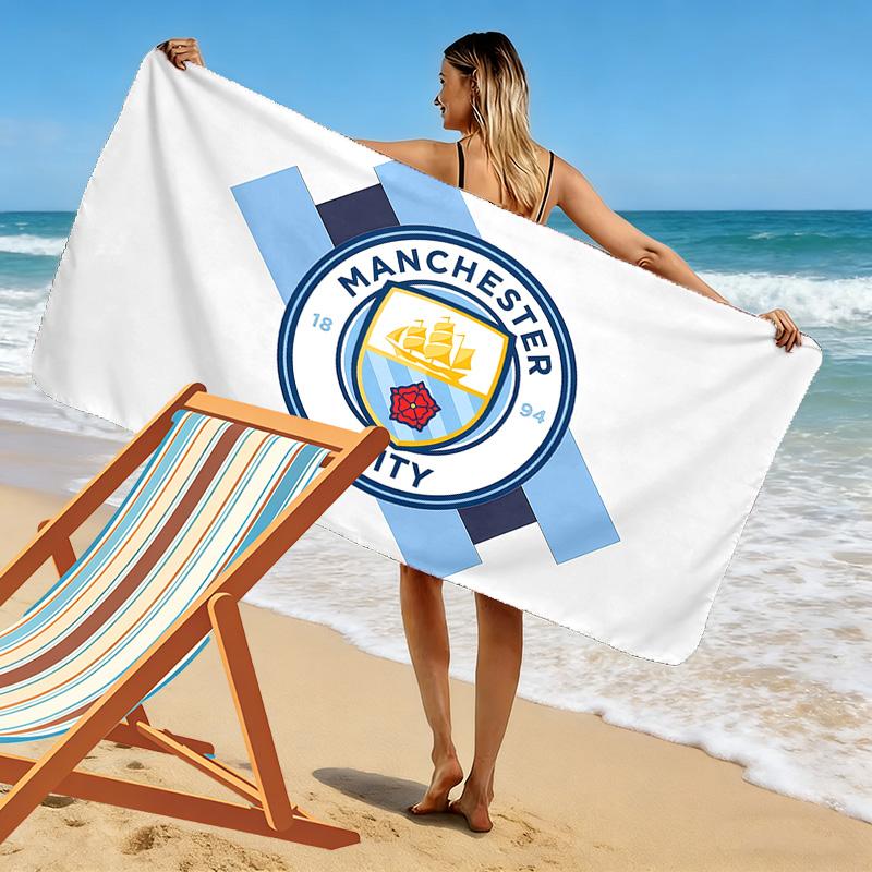 Manchester City Football Club Print Beach Towel, Large Soft Quick Dry Towel for Beach Camping Swimming