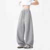 American heavy scimitar pants men's and women's spring new loose wide-leg trousers gray sweatpants tide