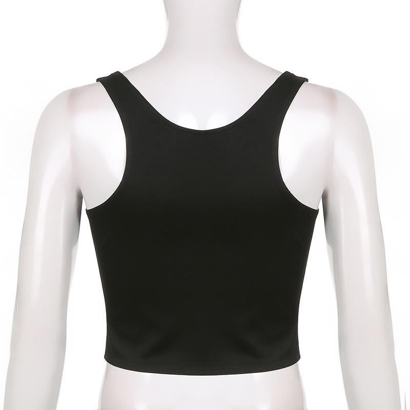 2KWEIRD Black Button Up Corset Top Women Fashion Sleeveless Skinny Tank Tops Vintage Y2k Streetwear Tees Harajuku 90s Girdle Vest
