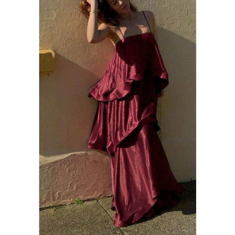 Women's Strapless Tiered Ruffle Midi Dress Multi Color Elegant Summer Dress