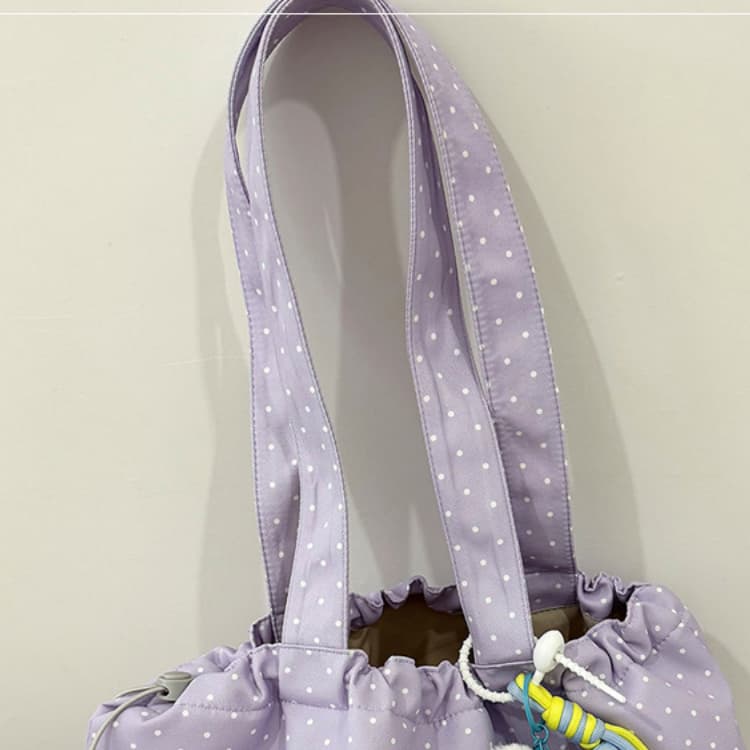 Polka Dot Drawstring Tote Bag Women's Large-capacity Shoulder Bag