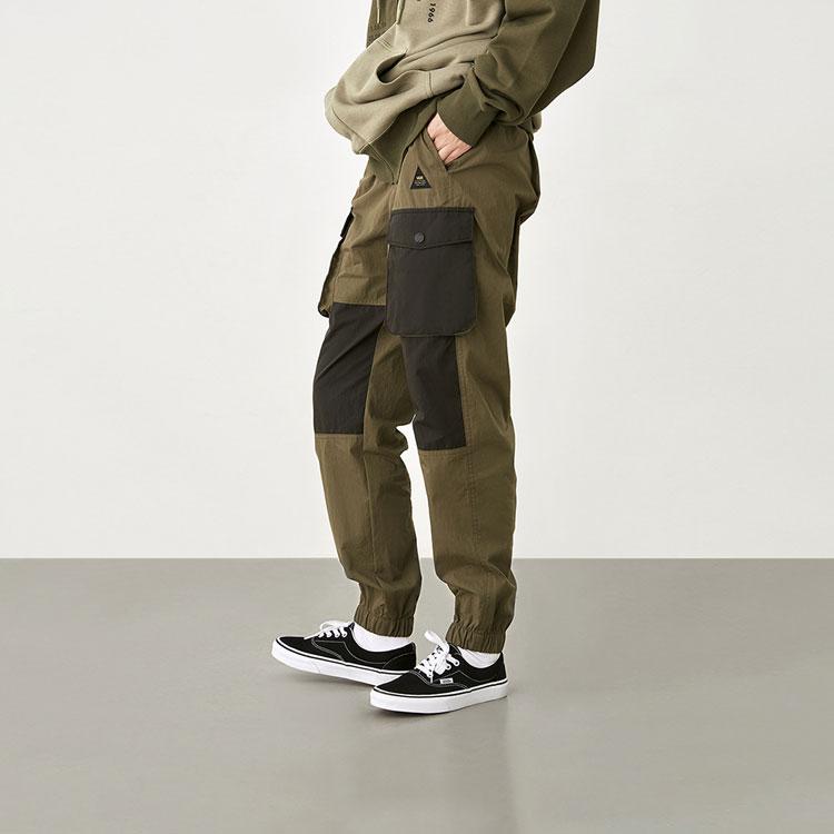 Vans Letter Logo Pocket Loose Woven Cuffed Casual Pants Women pants Army-Green VN0A4RBEKCZ