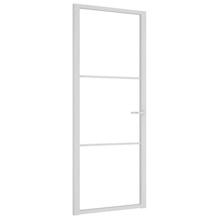 VidaXL Interior Door 83x201.5 Cm White ESG Glass and Aluminum 350569