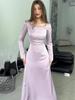 2024 Slim-Fit Sequined Satin Dress: European & American Style, Lace-Up, Long-Sleeved for Spring