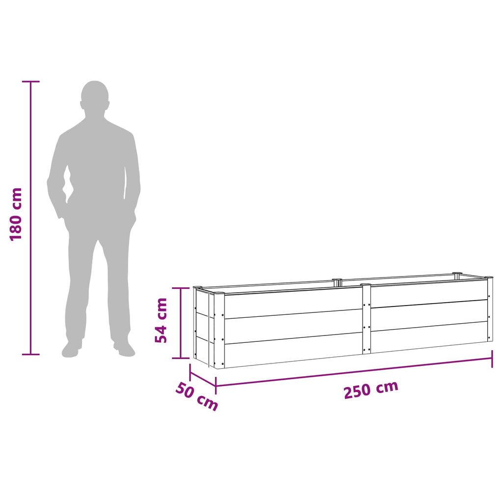 Raised Garden Bed Black 250 X 50 X 54 Cm