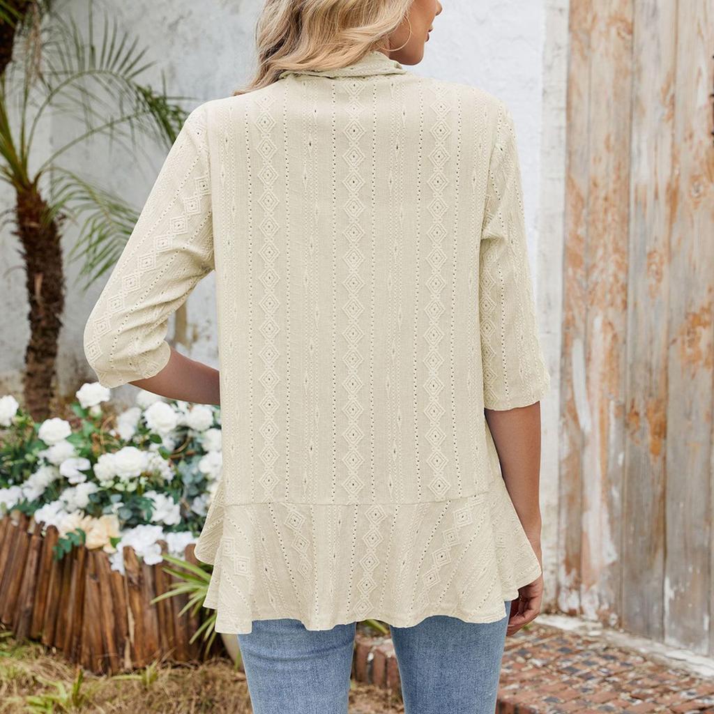 Dámská ležérní móda Temperamentní bunda Cardigan s volným tříčtvrtečním rukávem