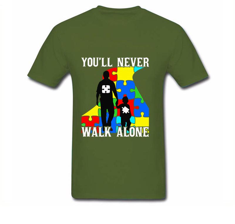 Never Walk Alone Father And Son T Shirt Discount Custom Work Tshirts Mens Short Sleeve Tees