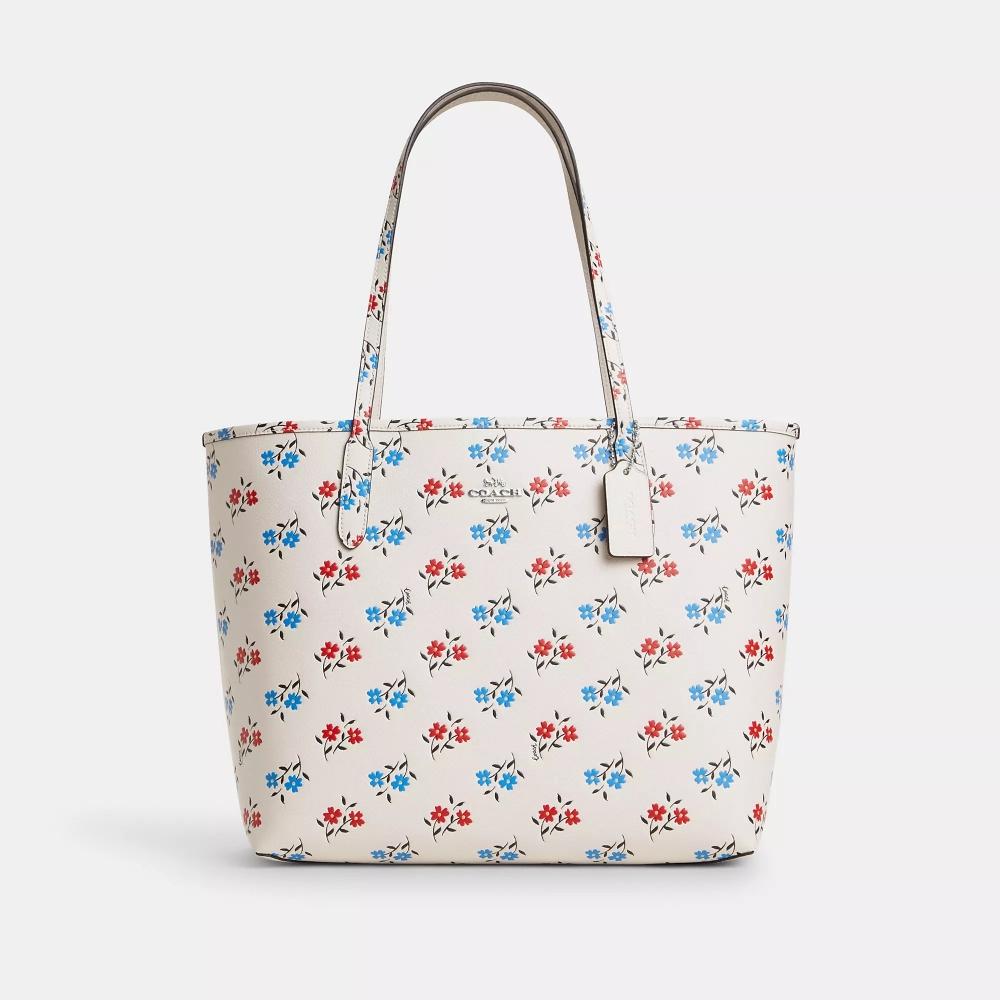 

Coach City Tote Bag With Floral Print silver chalk multi