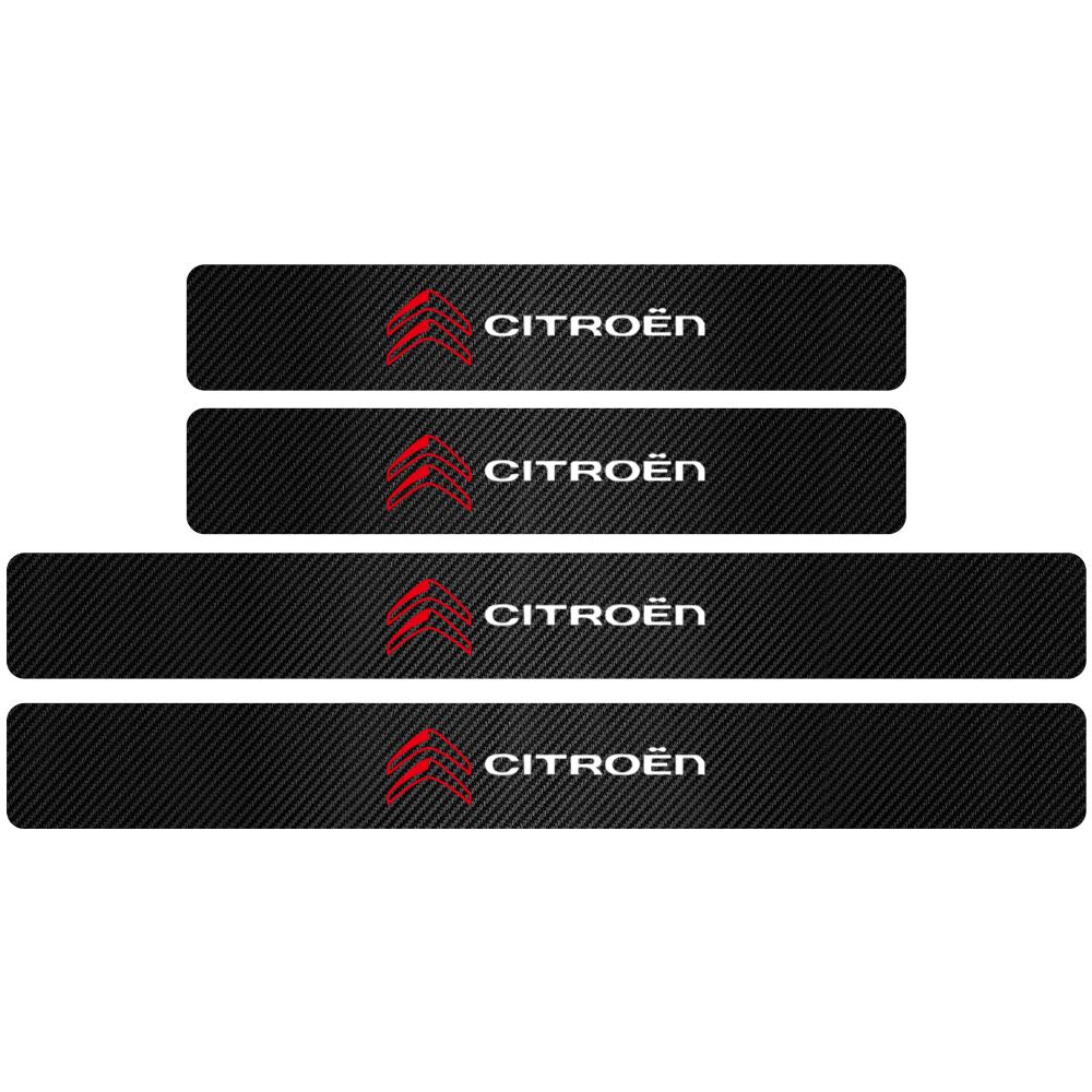 4Pcs Car Door Sill Protection Sticker Anti-scratch Carbon Fiber Door Sill Sticker For Citroen C1 C2 C3 C4 C4L VTS C-ELYSEE C3-XR