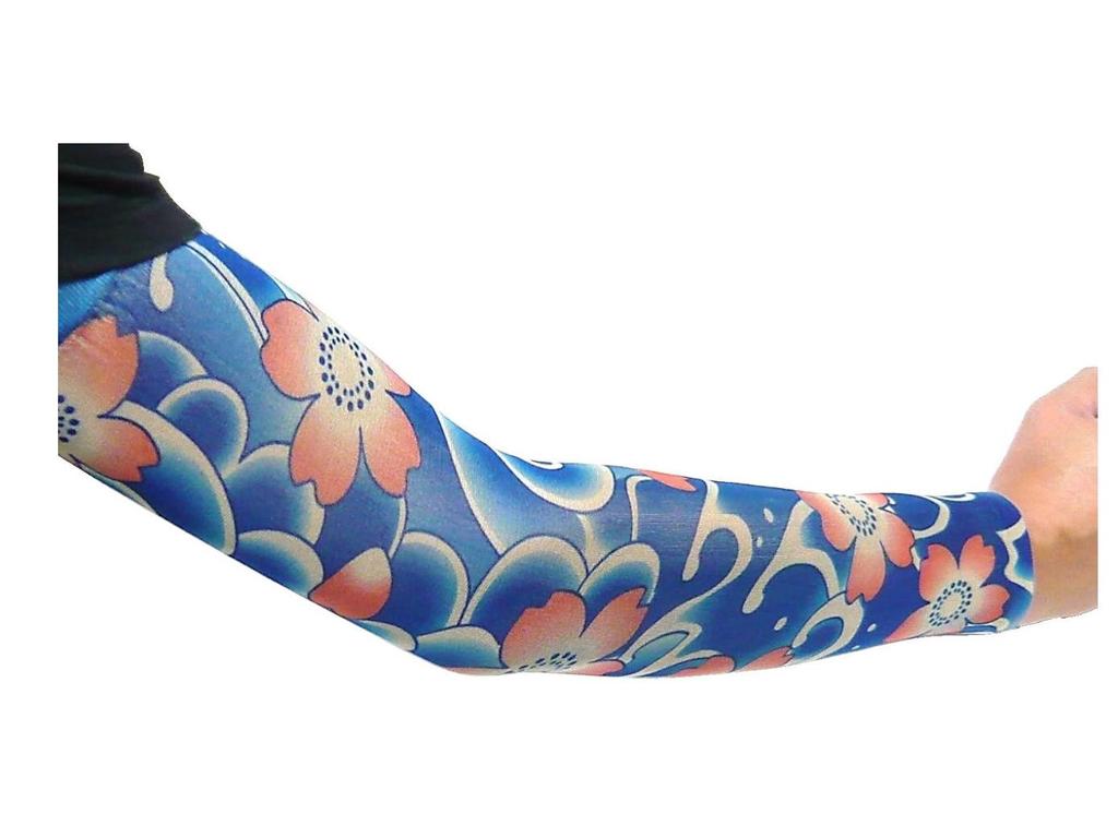 Seamless Outdoor Flower Tattoo Arm Sleeve - UV Protection for Cycling In Various Colors