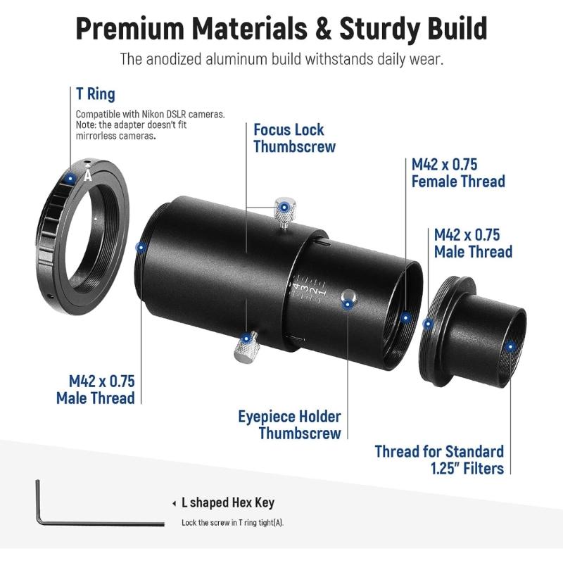 Versatile Telescope Camera Adapter Maximize Your Astrophotography Potential Variable Extension Tube Durable Build
