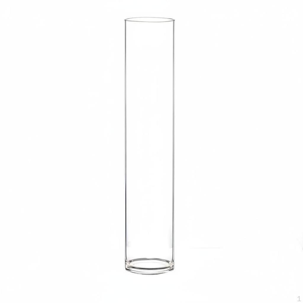 Modern Minimalist Glass Vase, Cylindrical Transparent Flower Container, Countertop Decor for Living